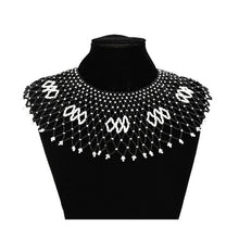 Load image into Gallery viewer, Egyptian Ethnic Bead Bib Collar Neck African Multicolors Beaded Tassel Choker Necklace Statement Maxi Jewelry Tribal Halloween