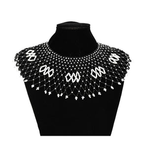 Egyptian Ethnic Bead Bib Collar Neck African Multicolors Beaded Tassel Choker Necklace Statement Maxi Jewelry Tribal Halloween