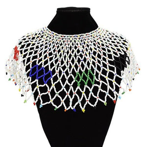 Egyptian Ethnic Bead Bib Collar Neck African Multicolors Beaded Tassel Choker Necklace Statement Maxi Jewelry Tribal Halloween