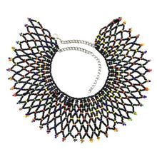 Load image into Gallery viewer, Egyptian Ethnic Bead Bib Collar Neck African Multicolors Beaded Tassel Choker Necklace Statement Maxi Jewelry Tribal Halloween