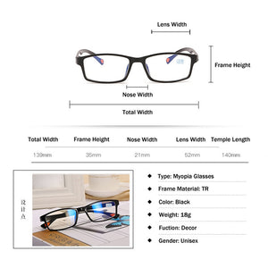 Elbru 0 -1.0 1.5 2.0 2.5 3.0 3.5 4.0 Finished Myopia Glasses Frame Women Men Ultralight TR Myopic Nearsighed Eyeglasses Students