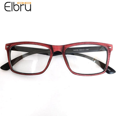 Elbru 2023 Retro Wooden Pattern Glasses Frame Men Women Square Optical Eyeglasses Ultralight Clear Len Plain Spectacles