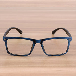 Elbru 2023 Retro Wooden Pattern Glasses Frame Men Women Square Optical Eyeglasses Ultralight Clear Len Plain Spectacles