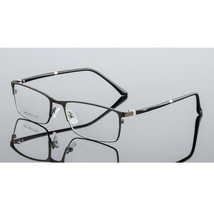 Elbru Anti-blue Light Metal Square Frame Glasses Frame Men Classic Business Full Frame Optical Myopia Eyeglasses