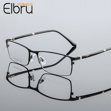 Elbru Anti-blue Light Metal Square Frame Glasses Frame Men Classic Business Full Frame Optical Myopia Eyeglasses