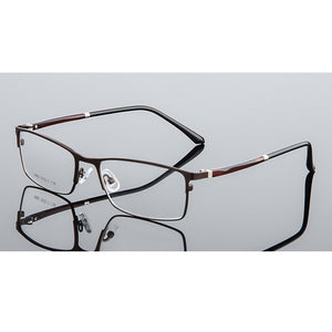 Elbru Anti-blue Light Metal Square Frame Glasses Frame Men Classic Business Full Frame Optical Myopia Eyeglasses