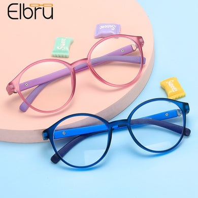 Elbru Occhiali da vista per bambini anti-luce blu Occhiali da vista per studenti della scuola primaria Cornice girevole a 360 gradi Occhiali per bambini unisex 