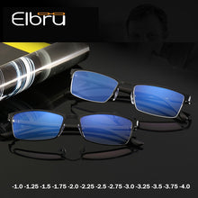 Load image into Gallery viewer, Elbru Classic Business Blue Light Blocking Myopia Glasses Men Metal Square Glasses -1.0 1.25 1.5 1.75 2.0 2.25 2.5 2.75 3.0 3.25