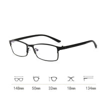 Load image into Gallery viewer, Elbru Classic Business Blue Light Blocking Myopia Glasses Men Metal Square Glasses -1.0 1.25 1.5 1.75 2.0 2.25 2.5 2.75 3.0 3.25