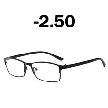Load image into Gallery viewer, Elbru Classic Business Blue Light Blocking Myopia Glasses Men Metal Square Glasses -1.0 1.25 1.5 1.75 2.0 2.25 2.5 2.75 3.0 3.25
