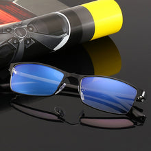 Load image into Gallery viewer, Elbru Classic Business Blue Light Blocking Myopia Glasses Men Metal Square Glasses -1.0 1.25 1.5 1.75 2.0 2.25 2.5 2.75 3.0 3.25
