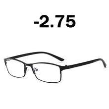 Load image into Gallery viewer, Elbru Classic Business Blue Light Blocking Myopia Glasses Men Metal Square Glasses -1.0 1.25 1.5 1.75 2.0 2.25 2.5 2.75 3.0 3.25