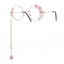 Load image into Gallery viewer, Elbru Cute Sakura Pendant Optical Glasses Frame Women Girls Round Retro Eyeglasses Cosplay Decor Eyewear Glass Oculos De Gafas