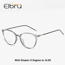 Load image into Gallery viewer, Elbru Diopter 0 -0.5 1.0 1.5 2.0 2.5 3.0 3.5 4.0 4.5 5.0 5.5 6.0 Myopia Glasses  Transparent Cat Eye Frame Myopic Eyewear