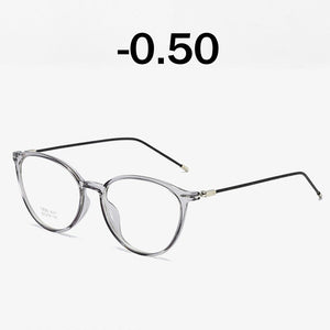 Elbru Diopter 0 -0.5 1.0 1.5 2.0 2.5 3.0 3.5 4.0 4.5 5.0 5.5 6.0 Myopia Glasses  Transparent Cat Eye Frame Myopic Eyewear