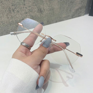 Elbru Anti Blue Llight Optical Glasses Men Women Frameless Trimming Eyeglasses Transparent Glasses Frame Accessories