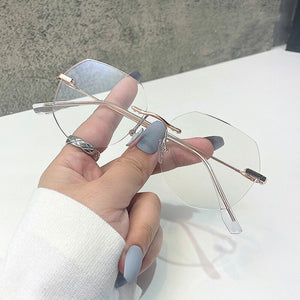 Elbru Anti Blue Llight Optical Glasses Men Women Frameless Trimming Eyeglasses Transparent Glasses Frame Accessories