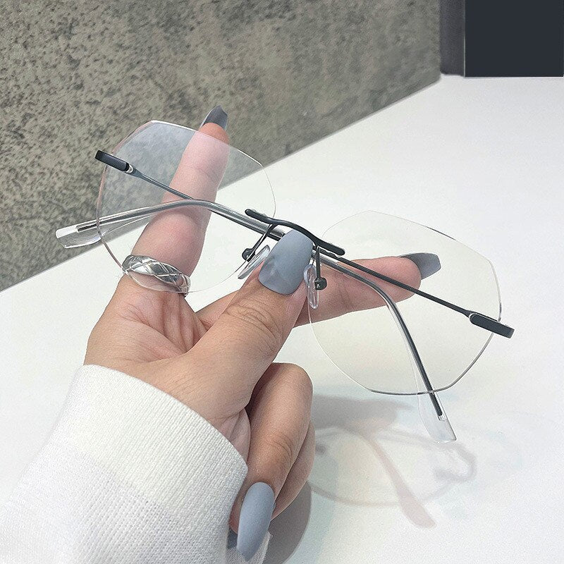 Elbru Anti Blue Llight Optical Glasses Men Women Frameless Trimming Eyeglasses Transparent Glasses Frame Accessories