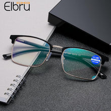 Load image into Gallery viewer, Elbru TR90 Half Frame Metal Reading Glasses High Definition Men&#39;s Business Presbyopic Glasses +1.0 1.5 2.0 2.5 3.5 +4.0