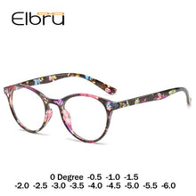 Carica l&#39;immagine nel visualizzatore di Gallery, Elbru Finished Myopia Glasses Women 0 -0.5 1.0 1.5 2.0 2.5 3 3.5 4 4.5 5.0 5.5 6 Retro Floral Print Myopia Optical Glasses Frame