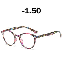 Carica l&#39;immagine nel visualizzatore di Gallery, Elbru Finished Myopia Glasses Women 0 -0.5 1.0 1.5 2.0 2.5 3 3.5 4 4.5 5.0 5.5 6 Retro Floral Print Myopia Optical Glasses Frame