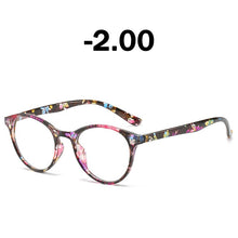 Carica l&#39;immagine nel visualizzatore di Gallery, Elbru Finished Myopia Glasses Women 0 -0.5 1.0 1.5 2.0 2.5 3 3.5 4 4.5 5.0 5.5 6 Retro Floral Print Myopia Optical Glasses Frame