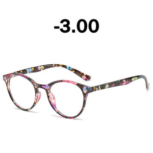 Elbru Finished Myopia Glasses Women 0 -0.5 1.0 1.5 2.0 2.5 3 3.5 4 4.5 5.0 5.5 6 Retro Floral Print Myopia Optical Glasses Frame