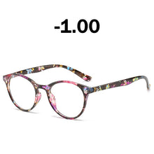 Carica l&#39;immagine nel visualizzatore di Gallery, Elbru Finished Myopia Glasses Women 0 -0.5 1.0 1.5 2.0 2.5 3 3.5 4 4.5 5.0 5.5 6 Retro Floral Print Myopia Optical Glasses Frame