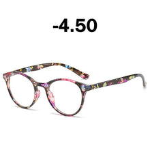 Carica l&#39;immagine nel visualizzatore di Gallery, Elbru Finished Myopia Glasses Women 0 -0.5 1.0 1.5 2.0 2.5 3 3.5 4 4.5 5.0 5.5 6 Retro Floral Print Myopia Optical Glasses Frame