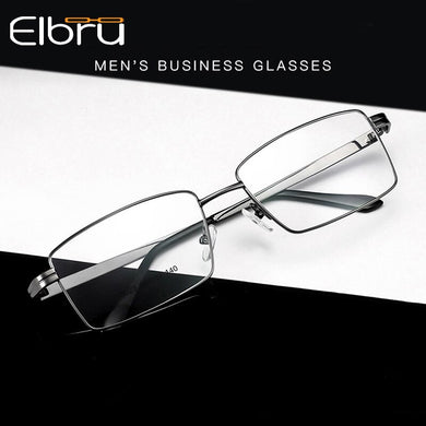 Elbru Men Titanium Alloy Glasses Frame Male Square Ultralight Eye Glasses Prescription Eyeglasses Metal Frame Glasses