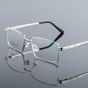 Elbru Men Titanium Alloy Glasses Frame Male Square Ultralight Eye Glasses Prescription Eyeglasses Metal Frame Glasses
