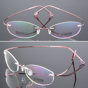 Elbru Montatura per occhiali senza montatura superelastica in metallo Donna Lega di titanio Montatura miope ultraleggera Occhiali con lenti trasparenti Occhiali unisex 