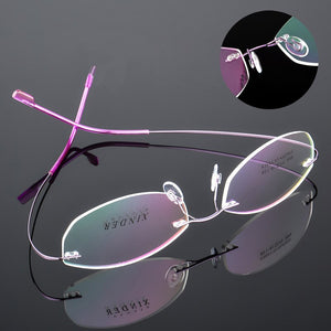 Elbru Montatura per occhiali senza montatura superelastica in metallo Donna Lega di titanio Montatura miope ultraleggera Occhiali con lenti trasparenti Occhiali unisex 