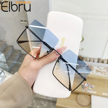 Carica l&#39;immagine nel visualizzatore di Gallery, New Fashion Lady Oversize Half Frame Occhiali da sole quadrati in metallo Occhiali da donna di lusso oculos de sol feminino Occhiali da sole 