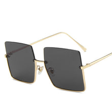 Carica l&#39;immagine nel visualizzatore di Gallery, New Fashion Lady Oversize Half Frame Occhiali da sole quadrati in metallo Occhiali da donna di lusso oculos de sol feminino Occhiali da sole 