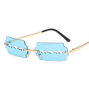 New Fashion Lady Rimless Square Blade Sunglasses Women Men Vintage Small Sun Glasses Female UV400 Frameless Punk Sunshades