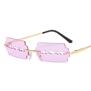 New Fashion Lady Rimless Square Blade Sunglasses Women Men Vintage Small Sun Glasses Female UV400 Frameless Punk Sunshades