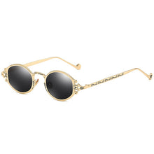 Load image into Gallery viewer, Elbru Retro  Steampunk Oval Sunglasses Gothic Metal Frame Engraved Sunshades Brand Designer UV400 Sun Glasses Male Female