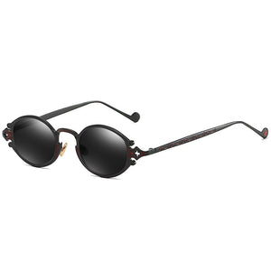 Elbru Retro  Steampunk Oval Sunglasses Gothic Metal Frame Engraved Sunshades Brand Designer UV400 Sun Glasses Male Female