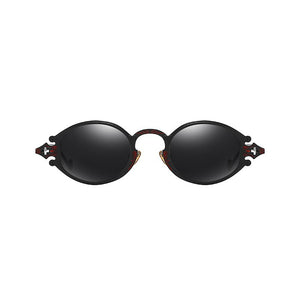 Elbru Retro  Steampunk Oval Sunglasses Gothic Metal Frame Engraved Sunshades Brand Designer UV400 Sun Glasses Male Female