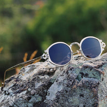 Load image into Gallery viewer, Elbru Retro  Steampunk Oval Sunglasses Gothic Metal Frame Engraved Sunshades Brand Designer UV400 Sun Glasses Male Female