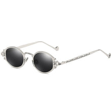Load image into Gallery viewer, Elbru Retro  Steampunk Oval Sunglasses Gothic Metal Frame Engraved Sunshades Brand Designer UV400 Sun Glasses Male Female