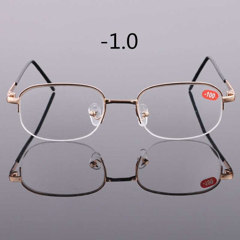 Elbru Rimless Myopia Glasses Men&Women  Gold Frame Lens Shortsighted Eyeglasses Diopter -1.0 -1.5-2.0 -2.5 -3.0 -3.5 -4.0