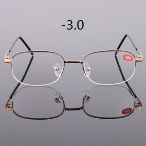 Elbru Rimless Myopia Glasses Men&Women  Gold Frame Lens Shortsighted Eyeglasses Diopter -1.0 -1.5-2.0 -2.5 -3.0 -3.5 -4.0