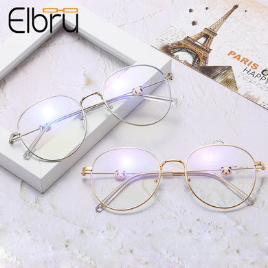 Elbru Occhiali da vista ultraleggeri anti-blu con lenti trasparenti Montatura per occhiali da donna e da uomo con montatura in metallo Occhiali da vista antiriflesso 