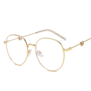 Elbru Ultralight Anti-blue Light Clear Lens Glasses Frame Women&Men Metal Frame Computer Eyeglasses Anti Glare Fake Glasses