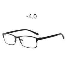 Load image into Gallery viewer, Elbru Ultralight Anti blue Light Metal Frame Myopia Glasses Men Business HD Resin Nearsighted Eyewear Diopter -1.0 -1.25 -6.0