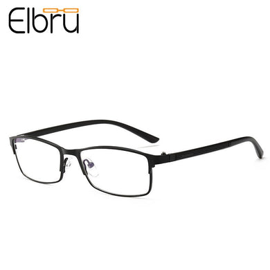 Elbru Ultralight Anti blue Light Metal Frame Myopia Glasses Men Business HD Resin Nearsighted Eyewear Diopter -1.0 -1.25 -6.0