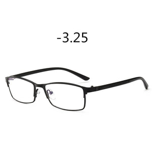 Elbru Ultralight Anti blue Light Metal Frame Myopia Glasses Men Business HD Resin Nearsighted Eyewear Diopter -1.0 -1.25 -6.0