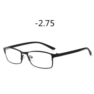 Elbru Ultralight Anti blue Light Metal Frame Myopia Glasses Men Business HD Resin Nearsighted Eyewear Diopter -1.0 -1.25 -6.0